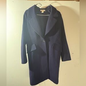 H&M Navy Single-Button Wool-Blend Trench Coat
